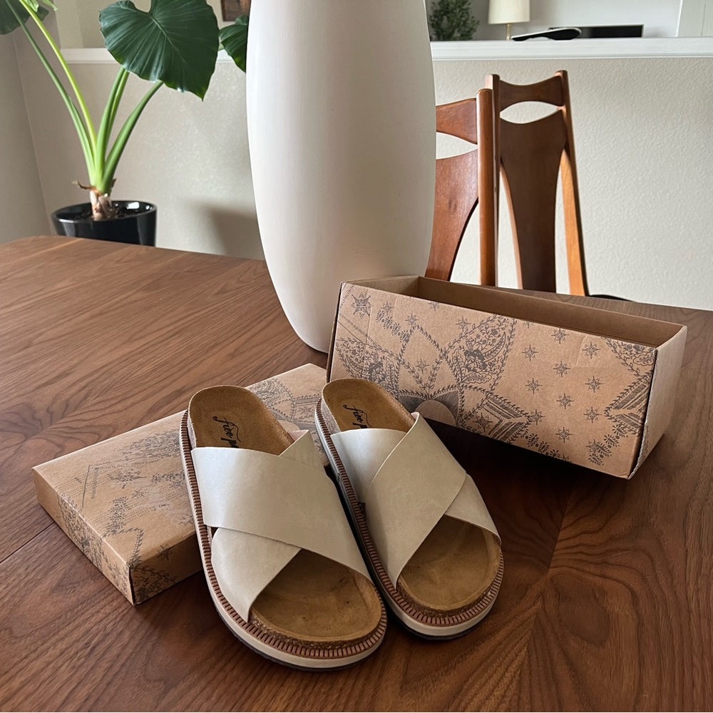 Free People Sideline Footbed sandals in Dove Grey Size 38